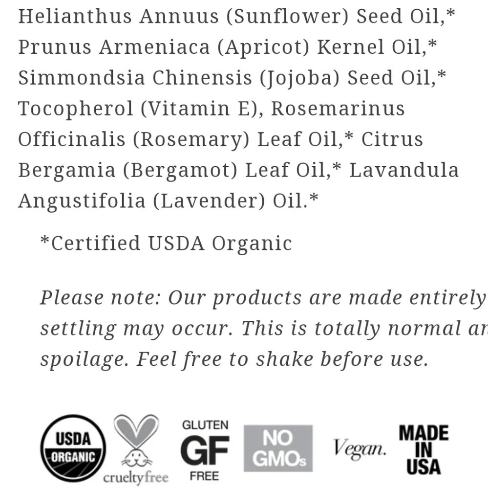 PLANT Apothecary GROUND CONTROL Organic Body Oil Bergamot & Rosemary